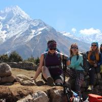 Taking rest while trekking on Everest Base Camp and Gokyo Lakes