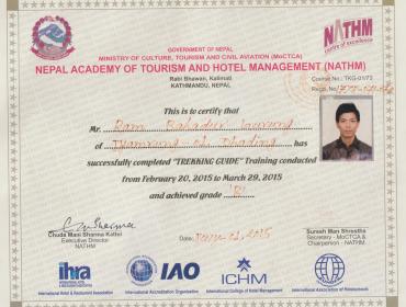 Ram Gurung - Trekking Guide Certificate 